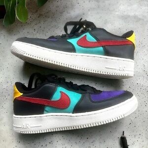 Nike Air Force 1 Black and Multicolor Sneakers